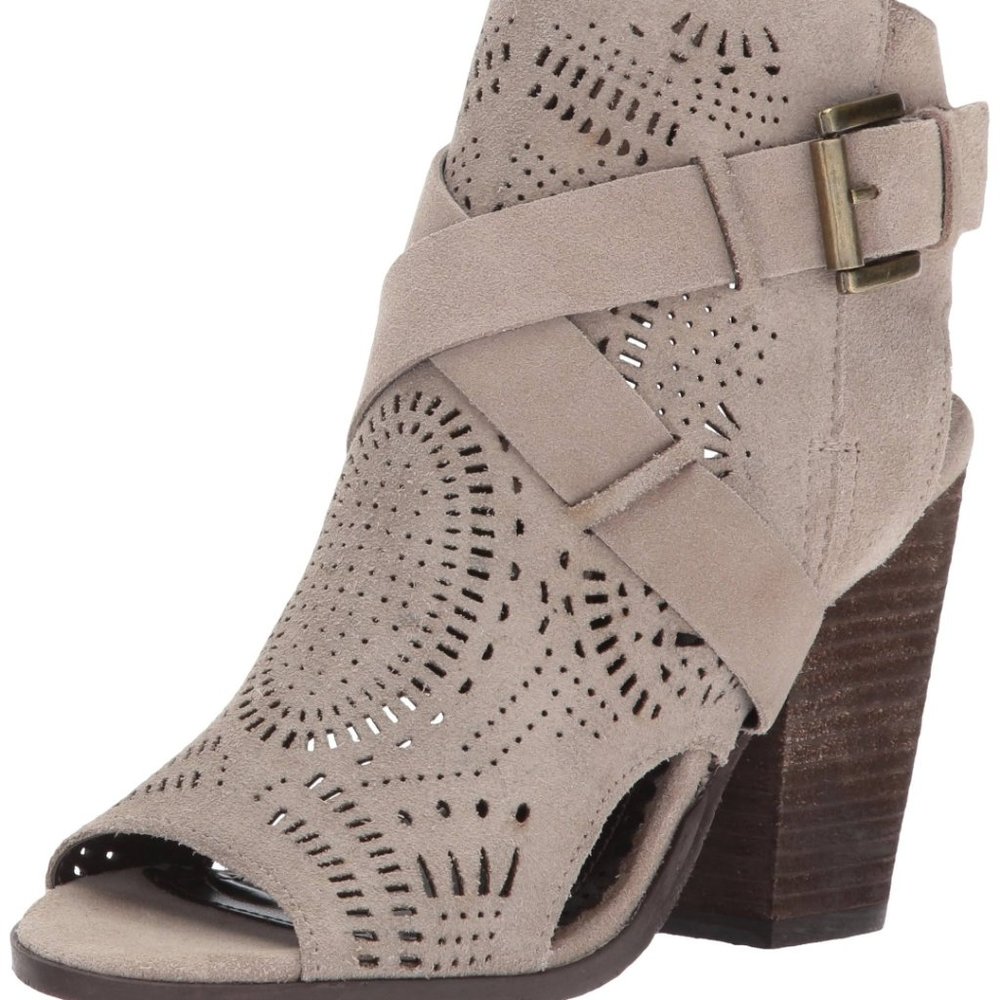 Naughty Monkey Suede leather booties with block heel Taupe Size 8